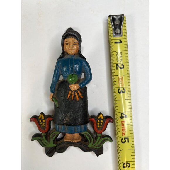 Wilton Cast Iron Amish Girl recipe holder Hand-Painted Folk Art Design 7 Inches - Picture 5 of 7